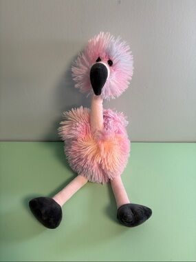 Pink Orange & Blue Flamingo Plush Stuffed Animal, Kids Plush Toy